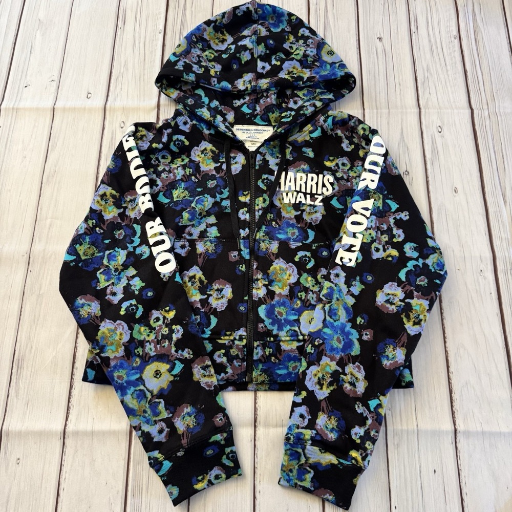 Ulla Johnson x Harris Walz Superbloom Full Zip Cropped Hoodie Medium Women's